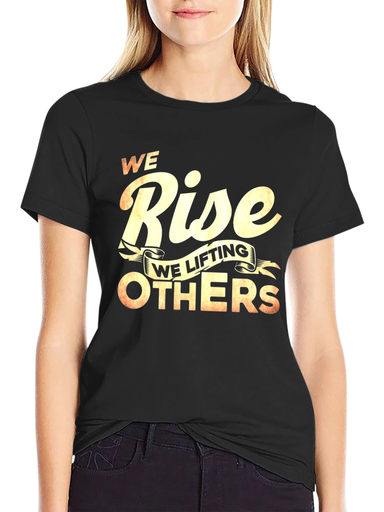 We Rise Lifting Others Graphic Black T-Shirt