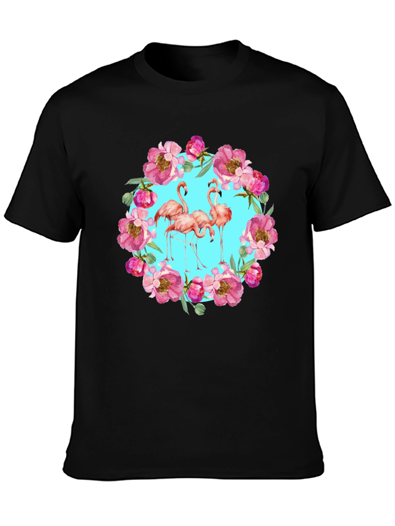 Flamingo Floral Wreath Graphic Tee