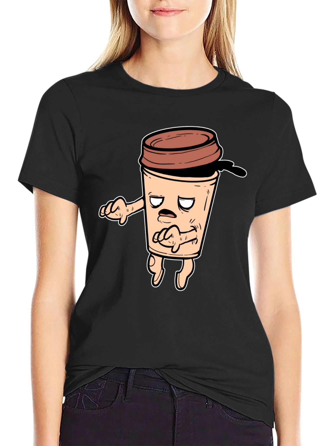 Funny Coffee Cup Graphic T-Shirt - Black