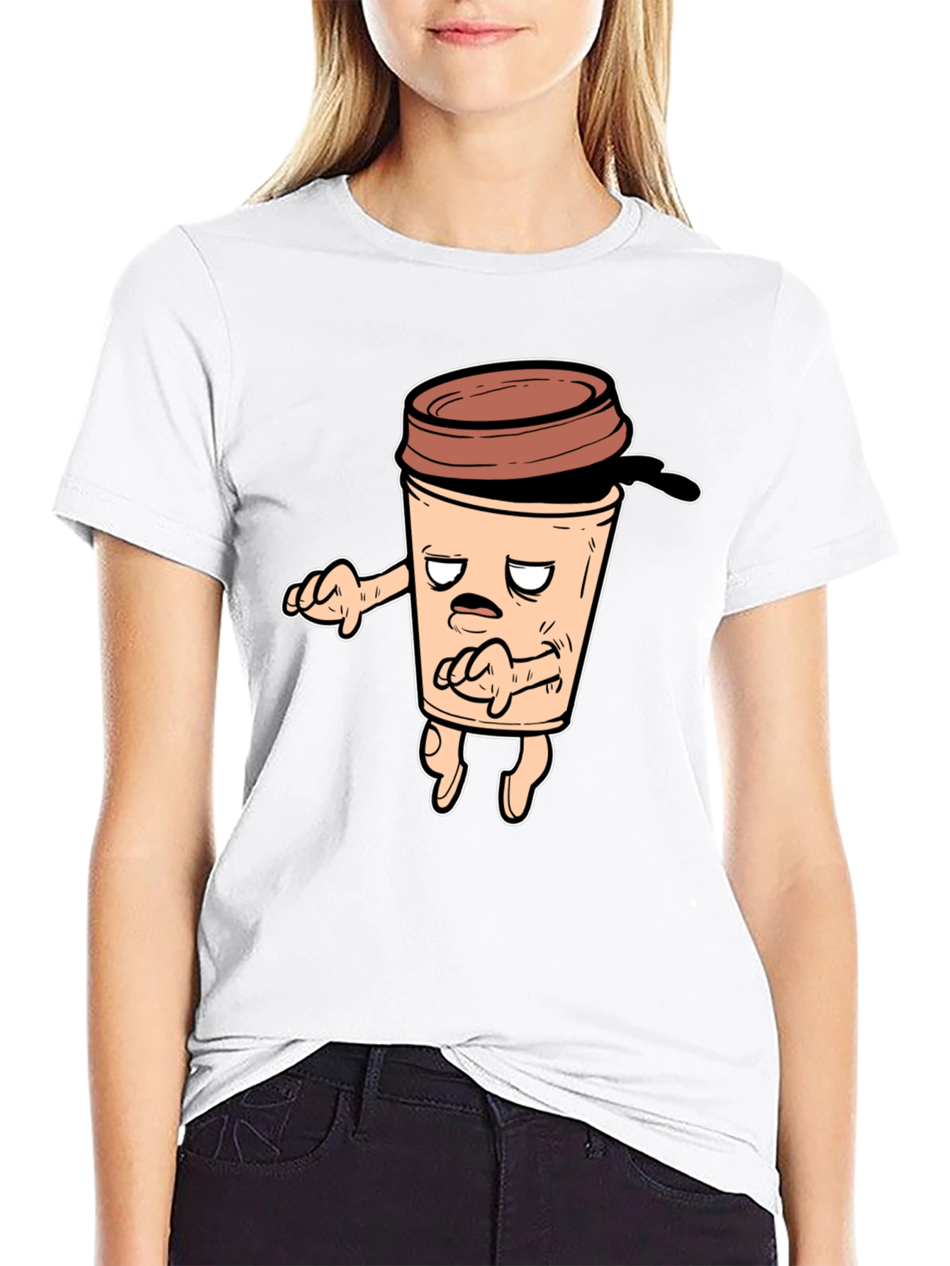 Funny Coffee Cup Graphic T-Shirt - Black