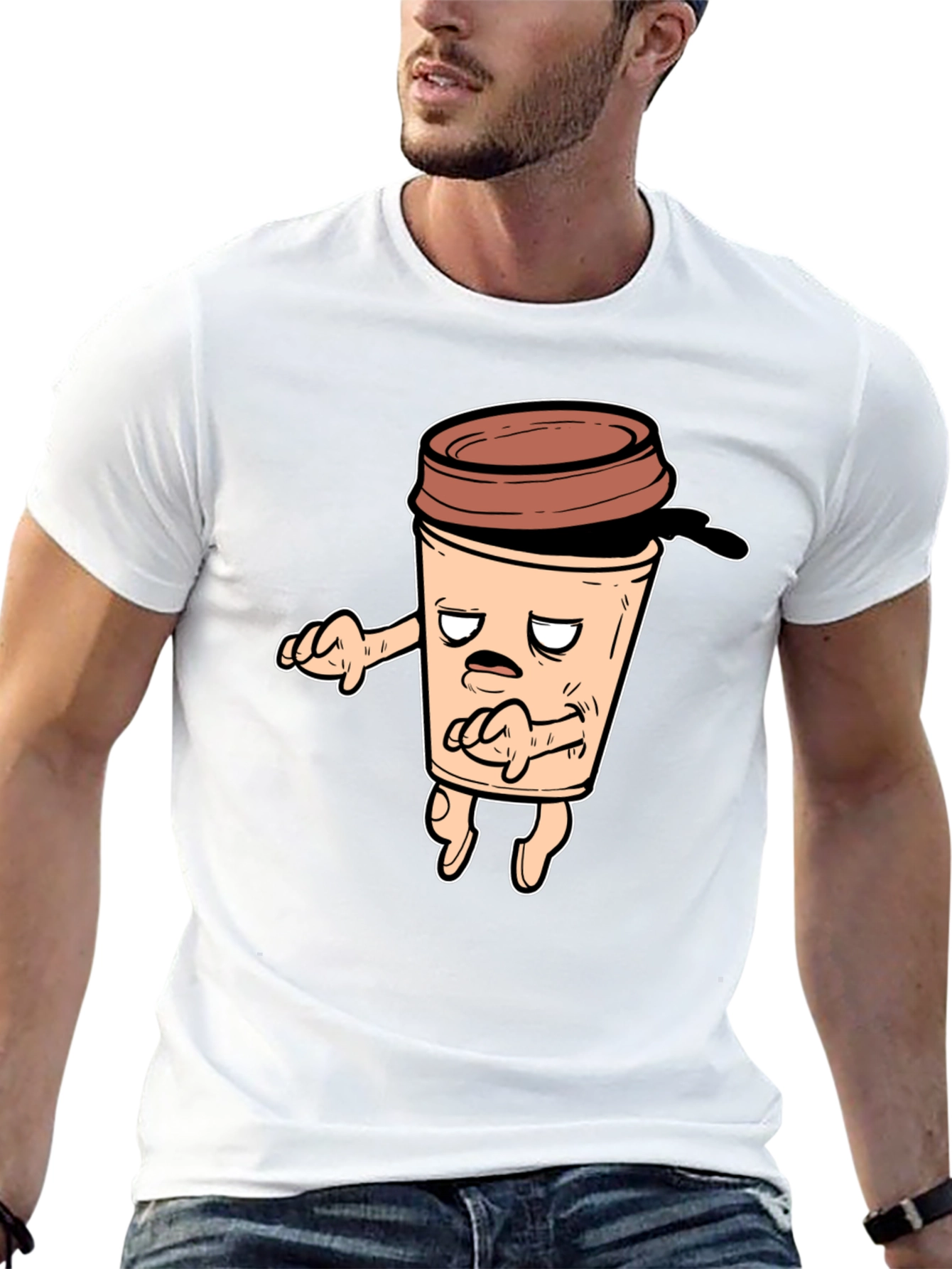 Funny Coffee Cup Graphic T-Shirt - Black