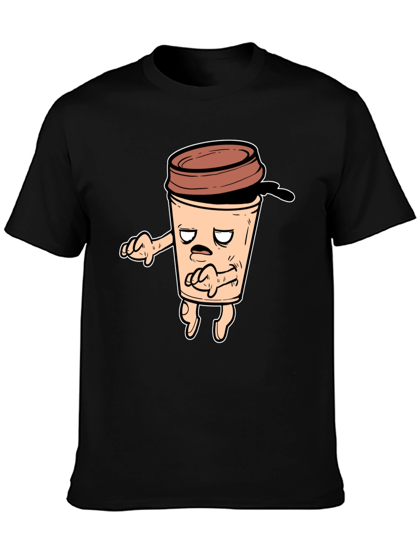 Funny Coffee Cup Graphic T-Shirt - Black