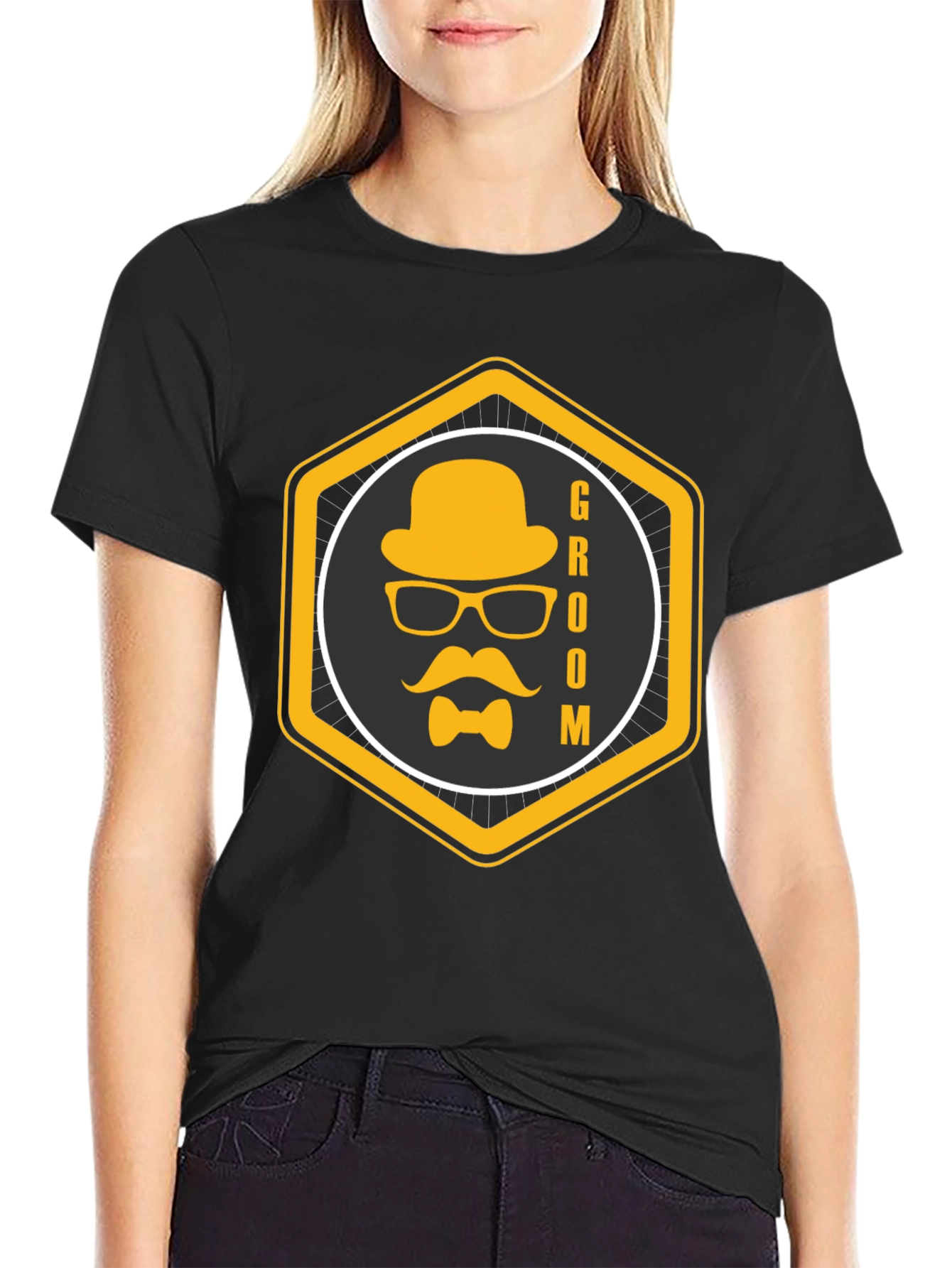 Groom Graphic Black T-Shirt - Stylish Wedding Apparel
