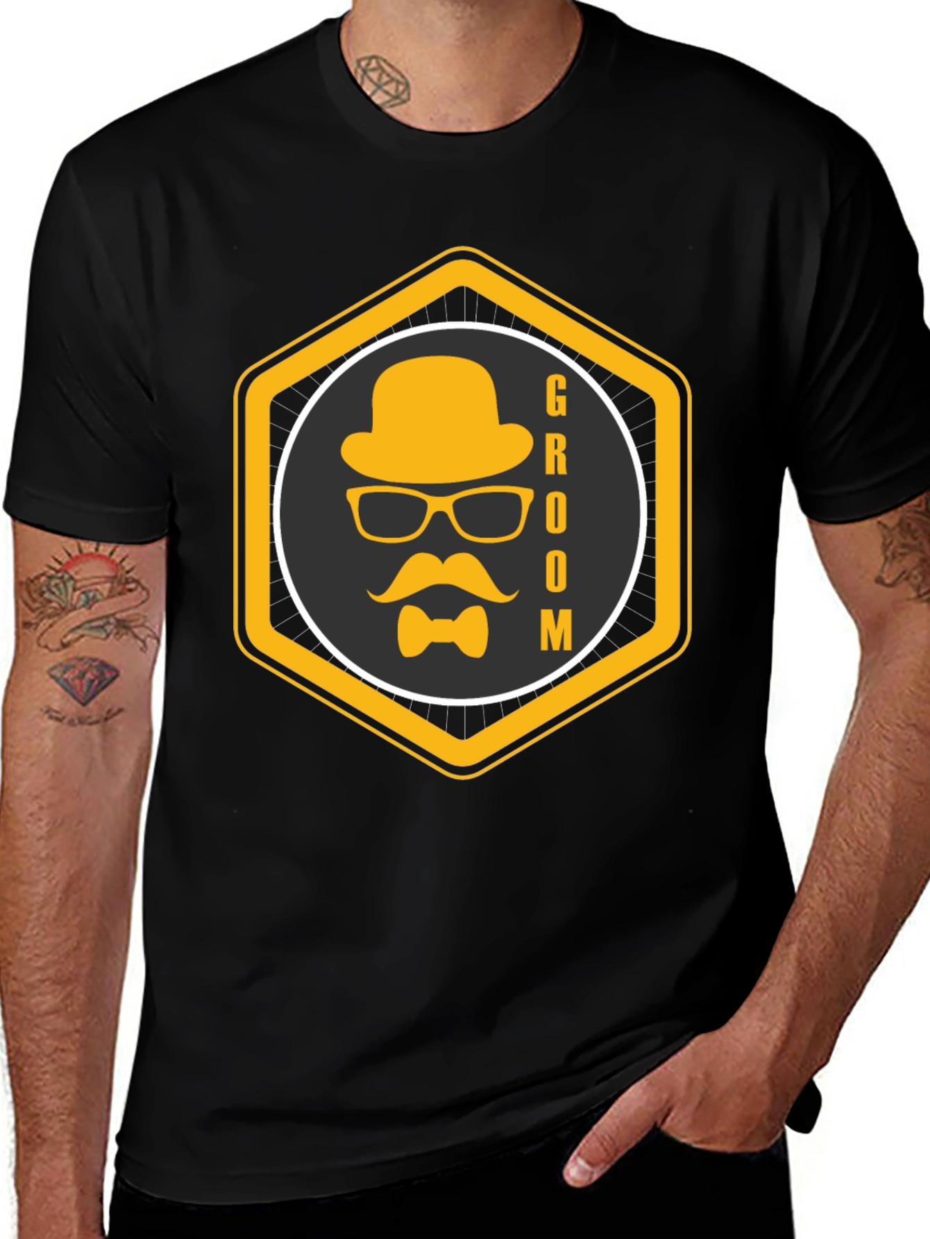 Groom Graphic Black T-Shirt - Stylish Wedding Apparel