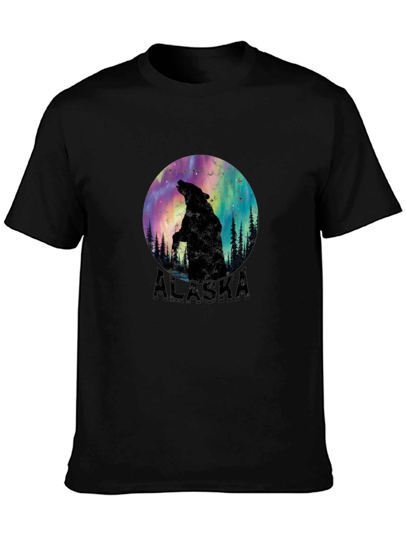 Alaska Bear Silhouette Graphic Tee - Black