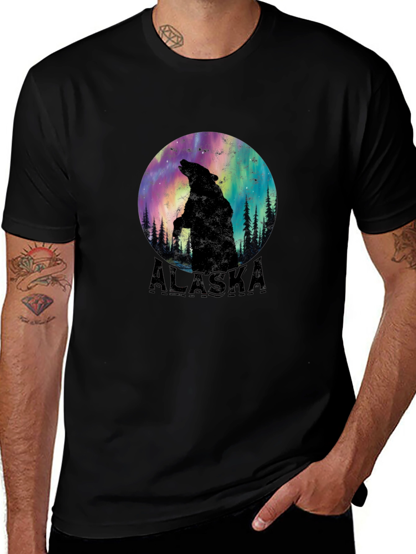 Alaska Bear Silhouette Graphic Tee - Black