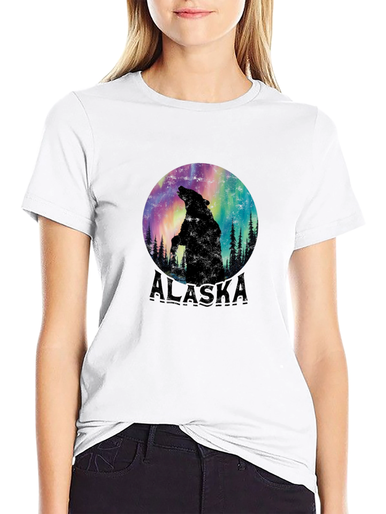 Alaska Bear Silhouette Graphic Tee - Black