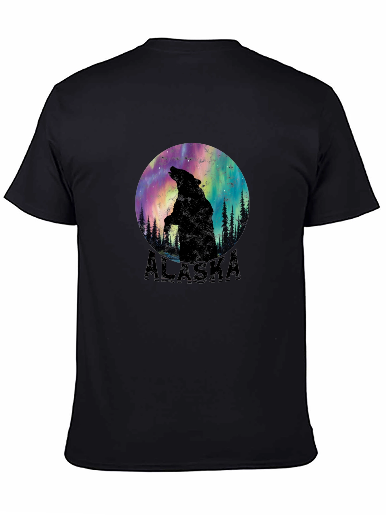 Alaska Bear Silhouette Graphic Tee - Black