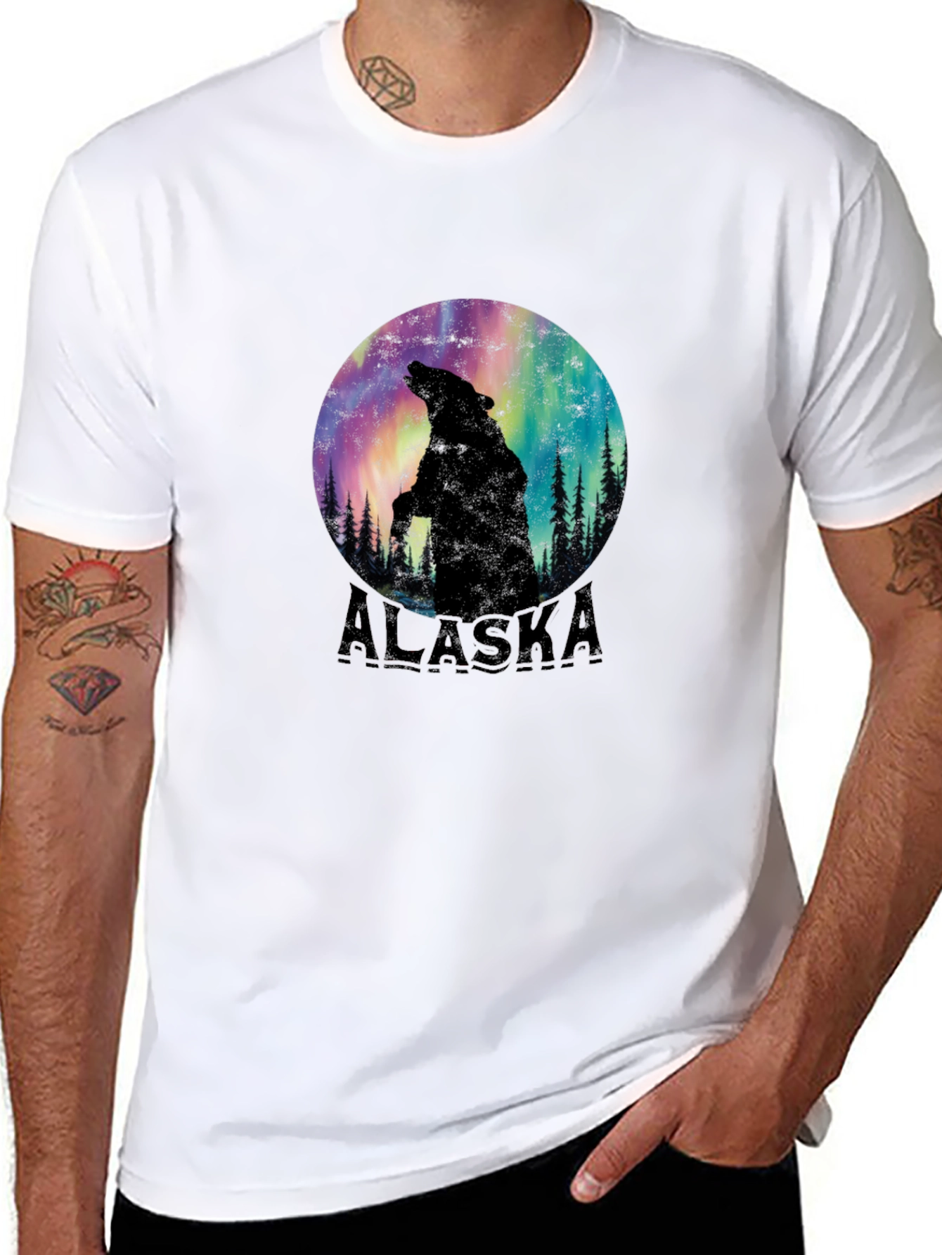Alaska Bear Silhouette Graphic Tee - Black
