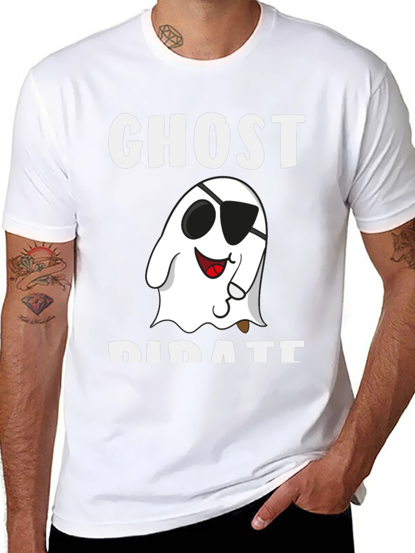 Ghost Pirate Graphic T-Shirt - Halloween Costume Tee