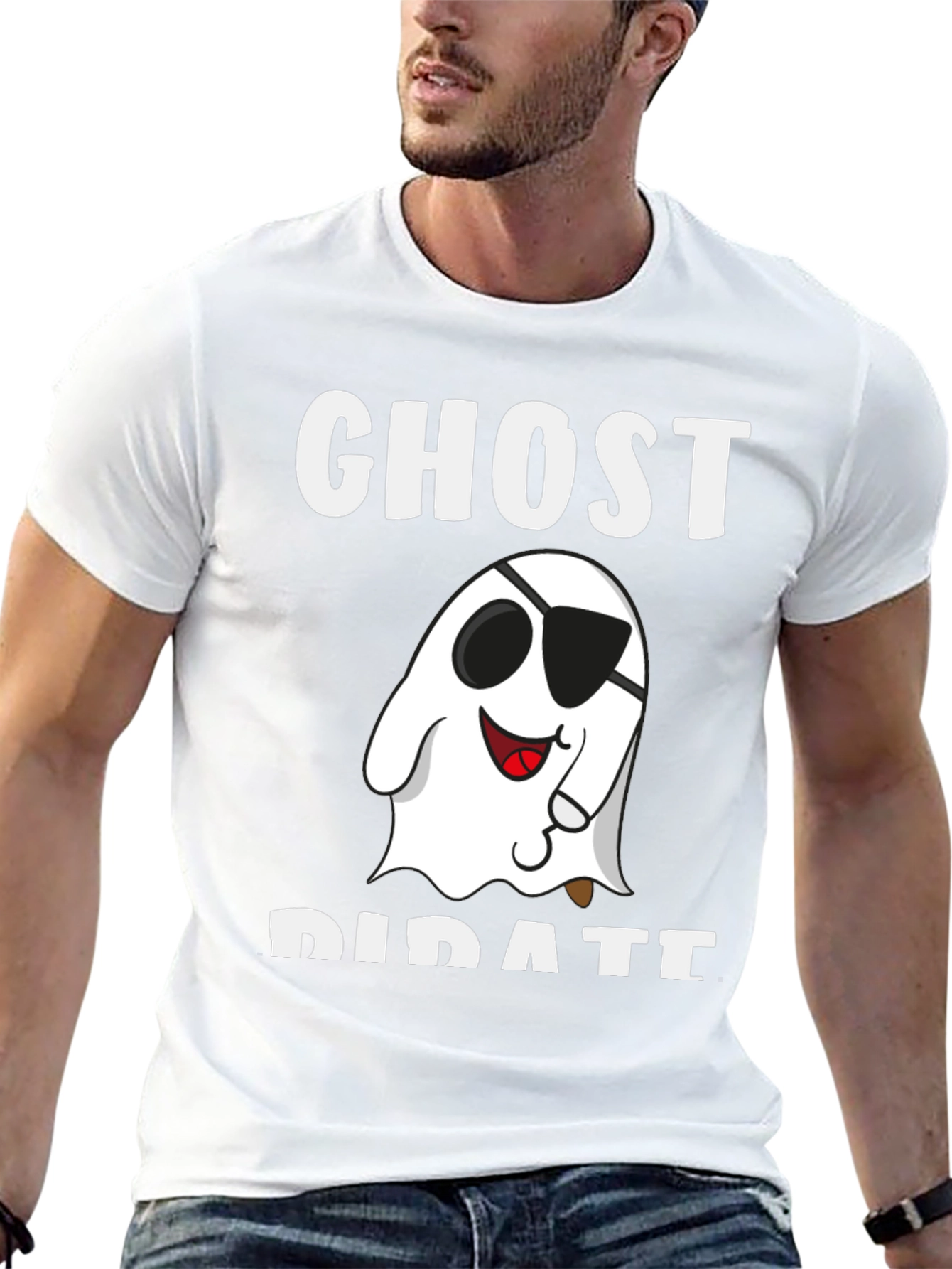 Ghost Pirate Graphic T-Shirt - Halloween Costume Tee