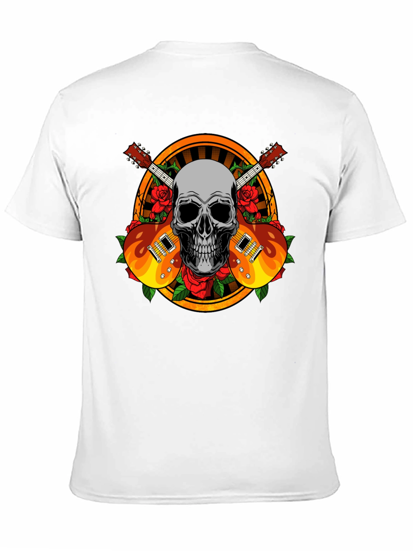 Skull Guitar and Roses Graphic Tee - Rocker Style