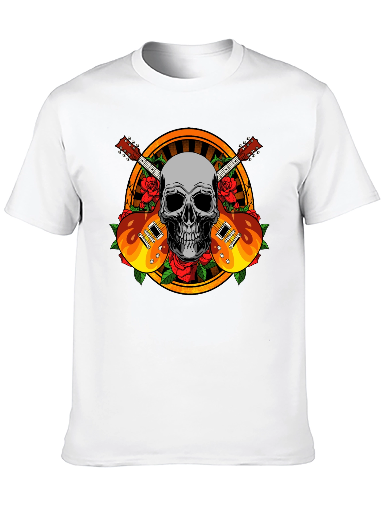 Skull Guitar and Roses Graphic Tee - Rocker Style
