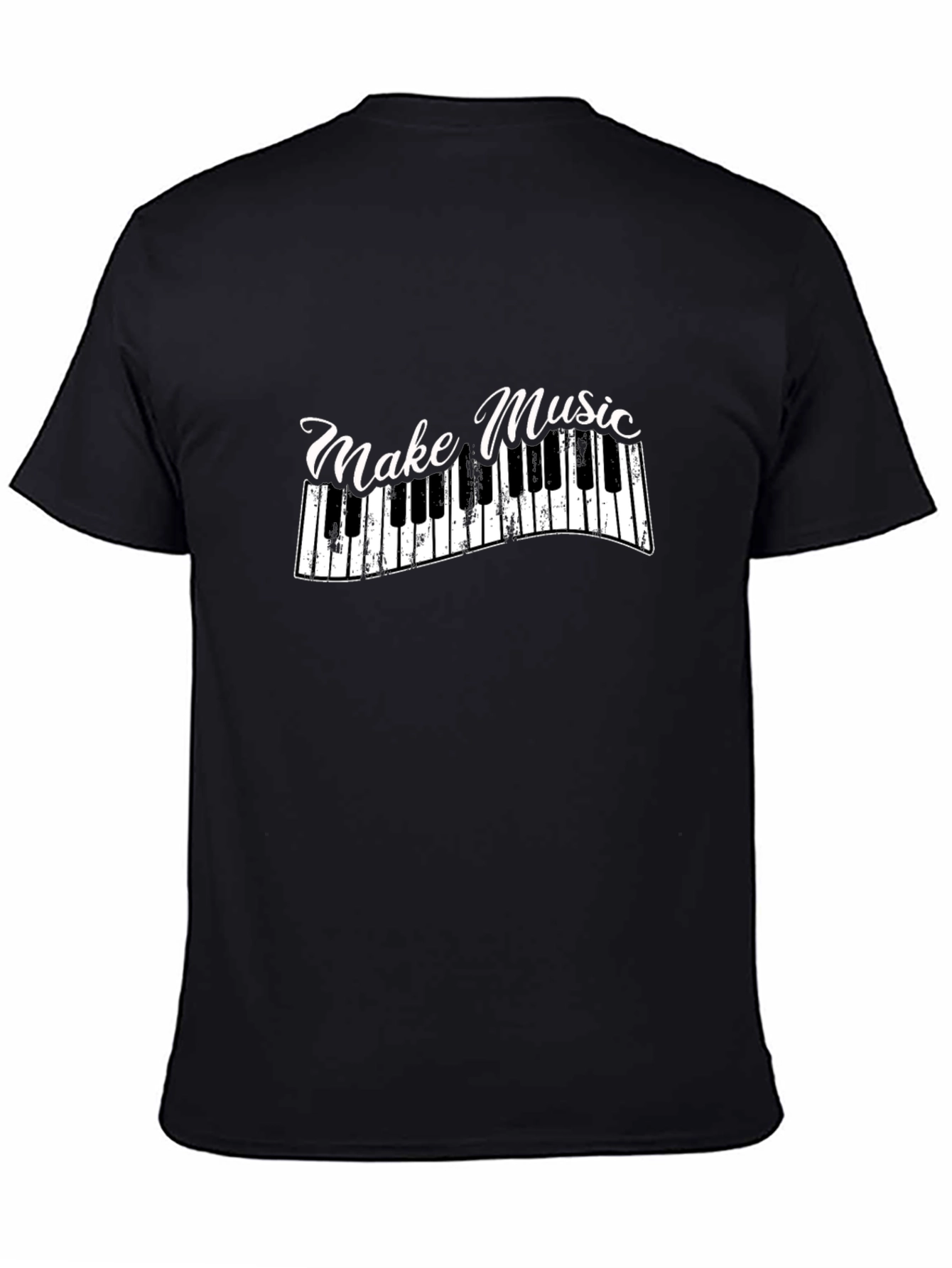 Make Music Black T-Shirt - Keyboard Design