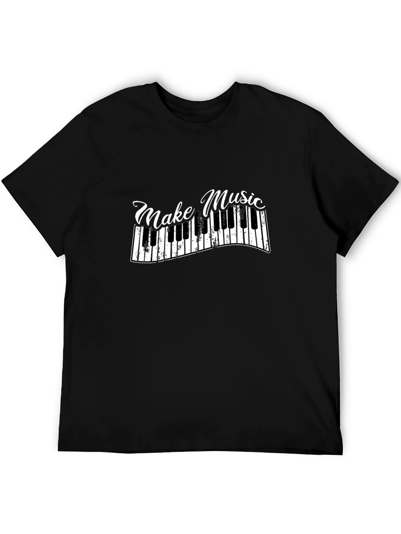 Make Music Black T-Shirt - Keyboard Design
