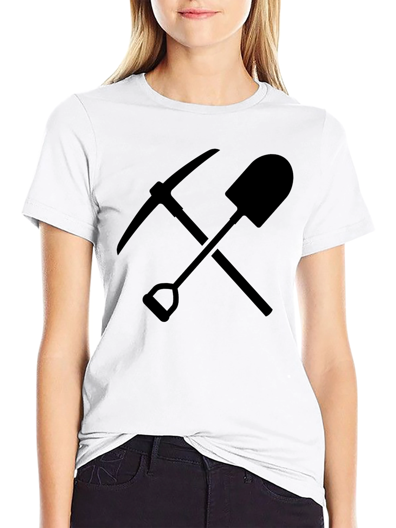 Black Pickaxe and Shovel Graphic Tee
