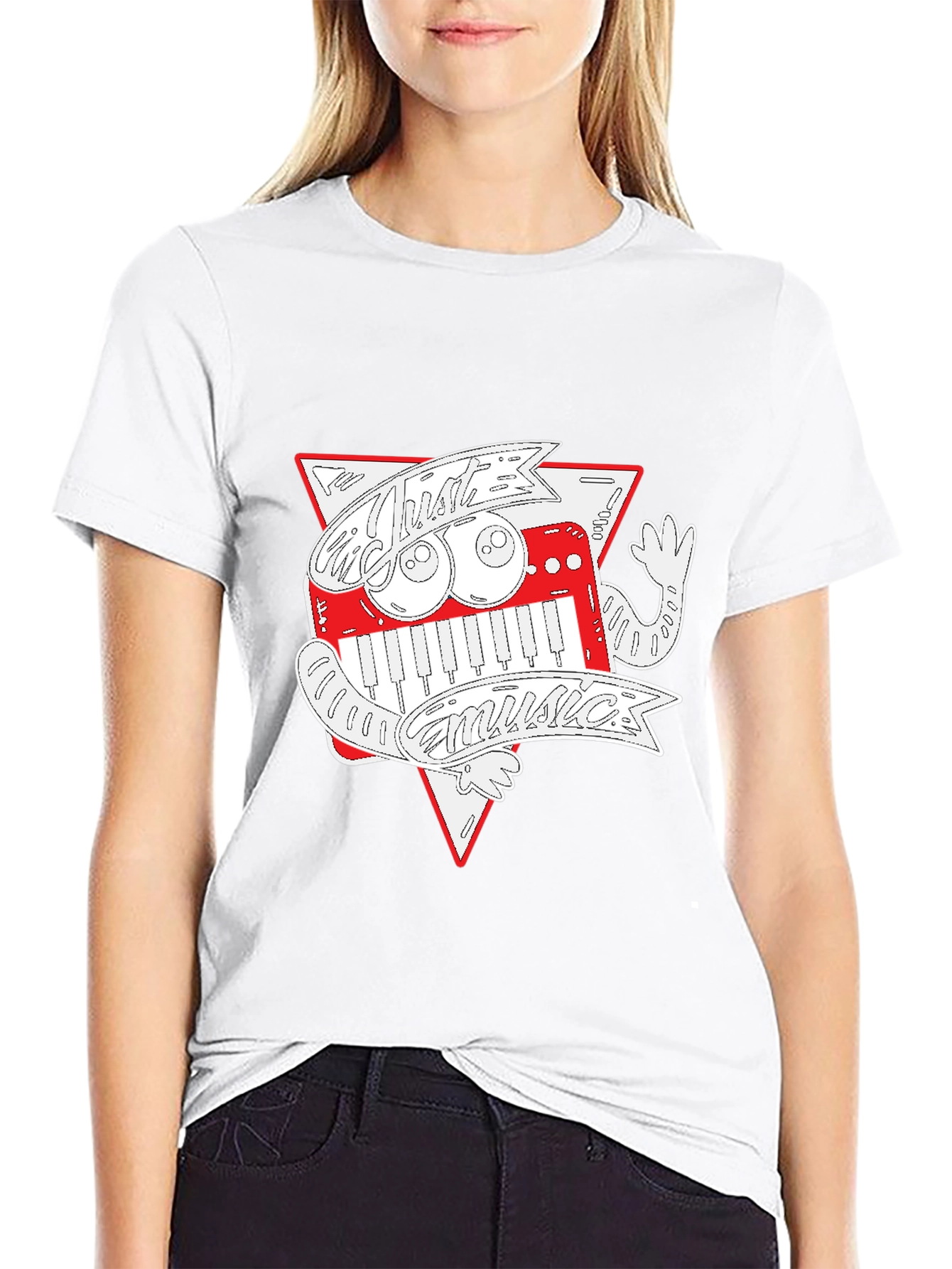 Just Music Graphic Print Black T-Shirt