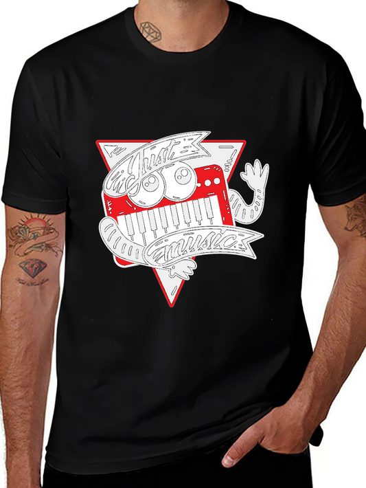 Just Music Graphic Print Black T-Shirt