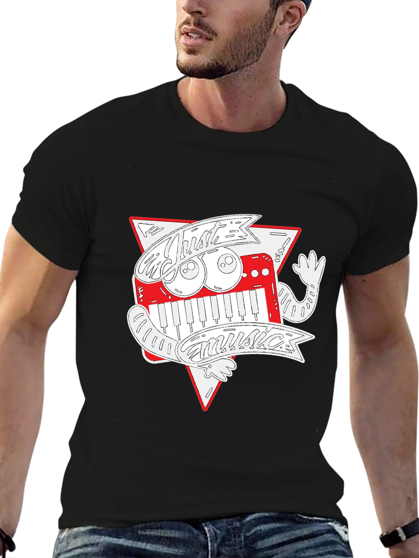 Just Music Graphic Print Black T-Shirt