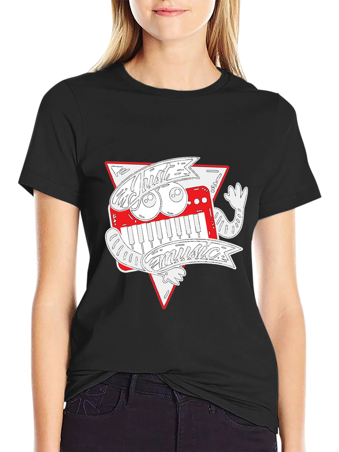 Just Music Graphic Print Black T-Shirt