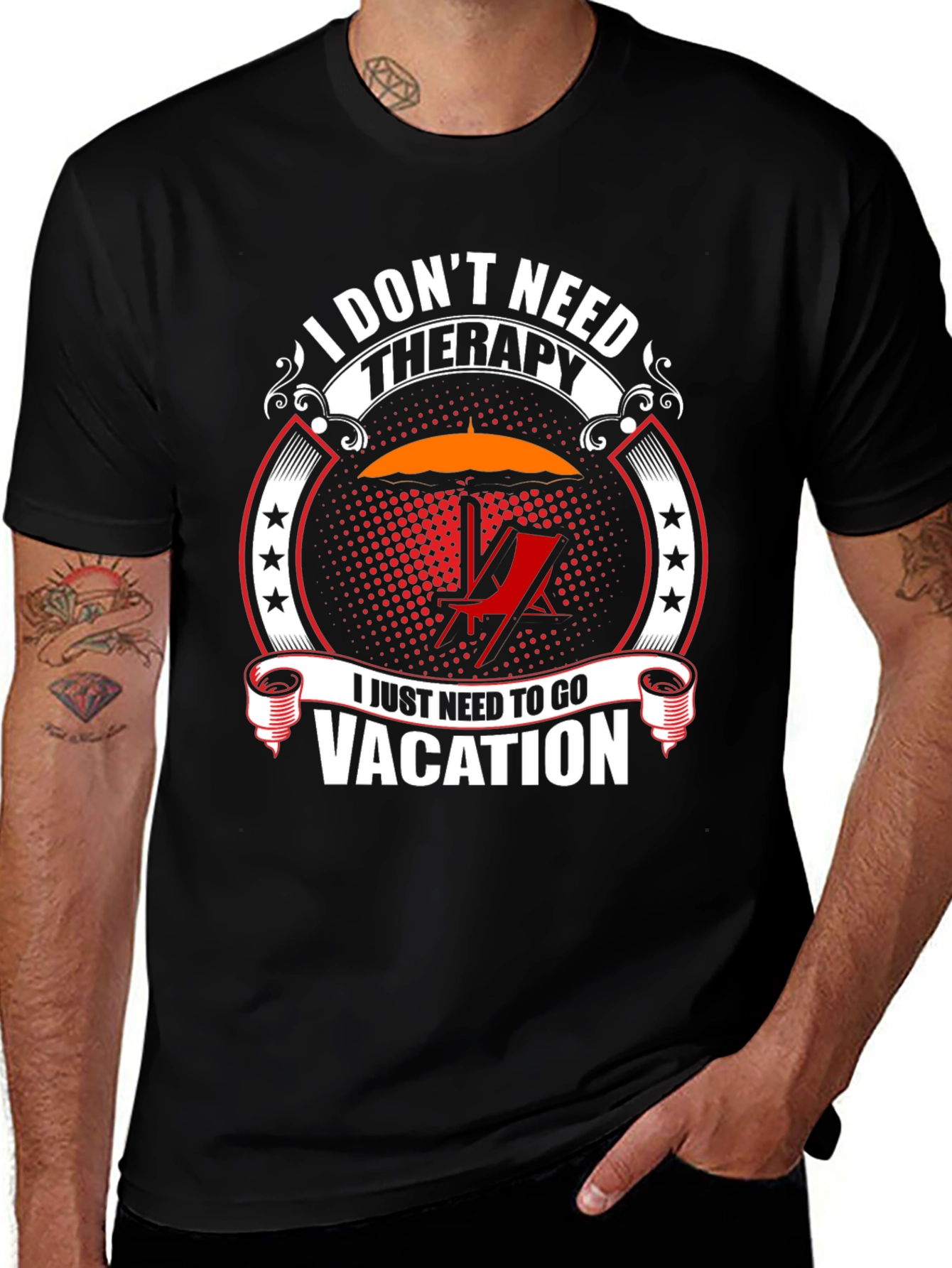 Vacation Therapy T-Shirt - Black Graphic Tee
