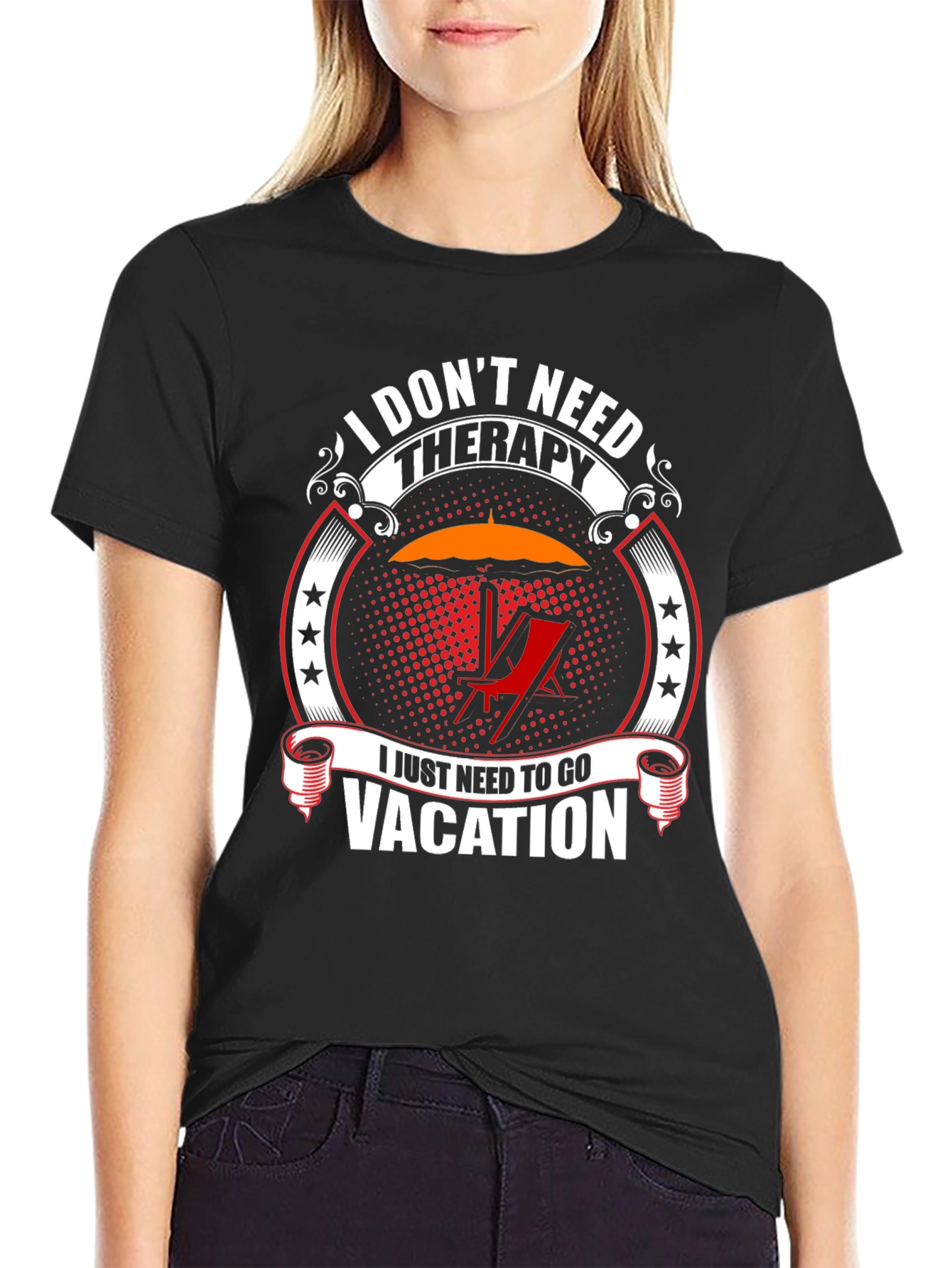 Vacation Therapy T-Shirt - Black Graphic Tee
