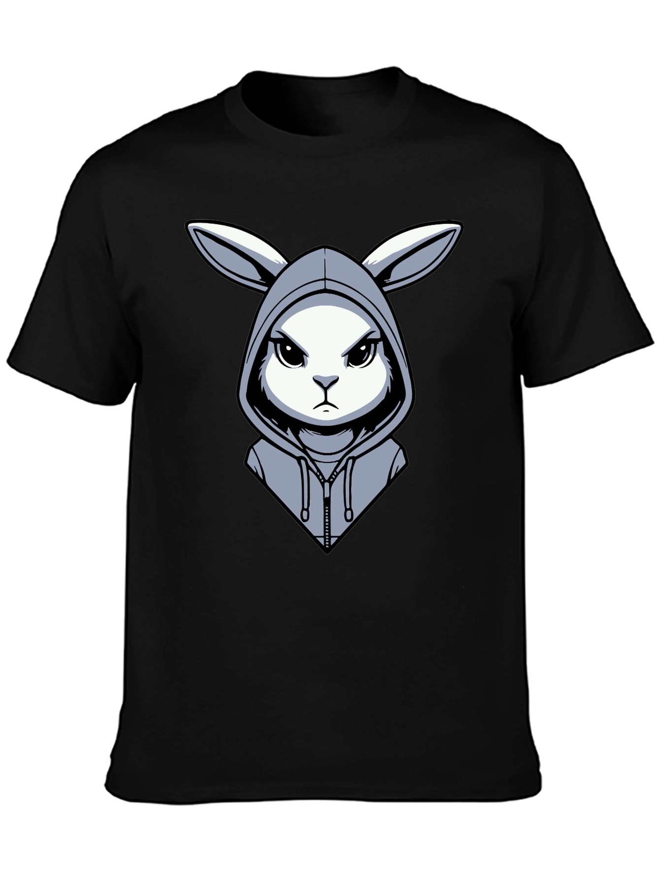 Hoodie Rabbit Tee - Edgy Cartoon Design