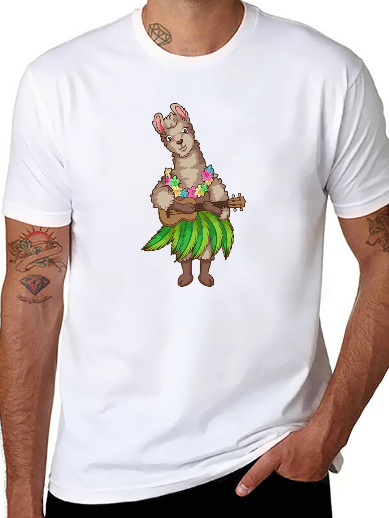 Llama Hula Ukulele T-Shirt