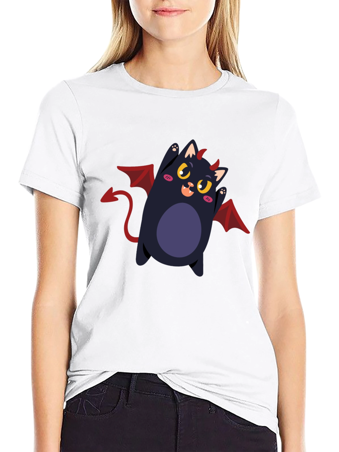 Devil Cat Graphic Tee - Black