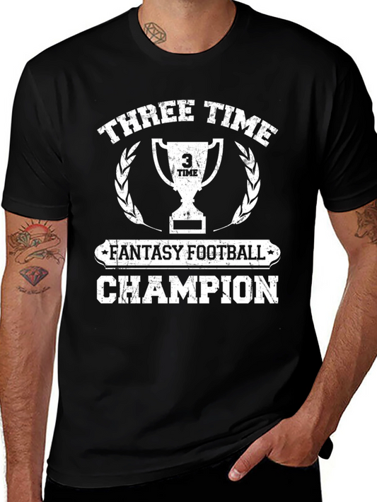 Three Time Fantasy Football Champion T-Shirt