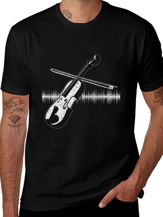 Violin Graphic Black T-Shirt - Music Lover Tee
