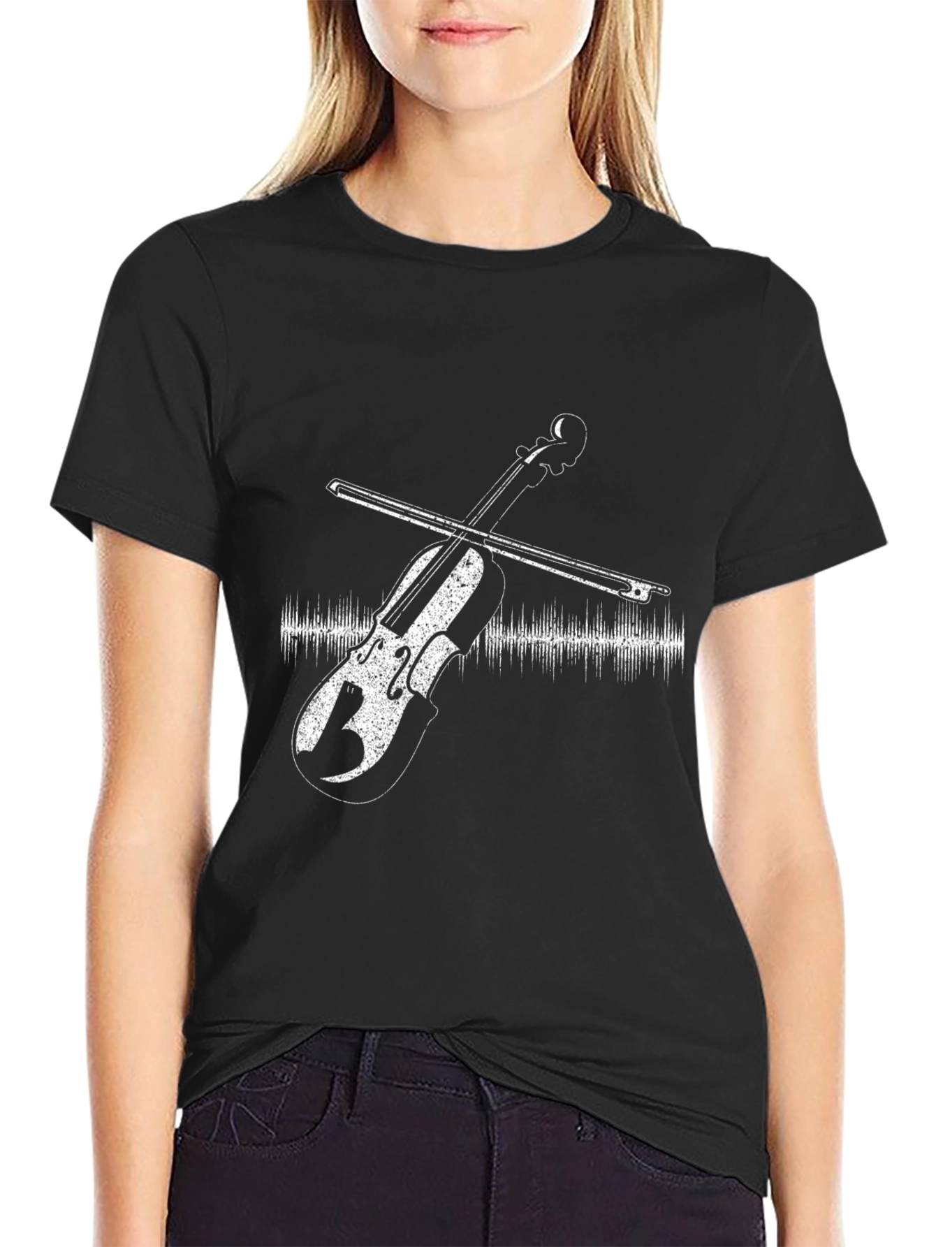 Violin Graphic Black T-Shirt - Music Lover Tee