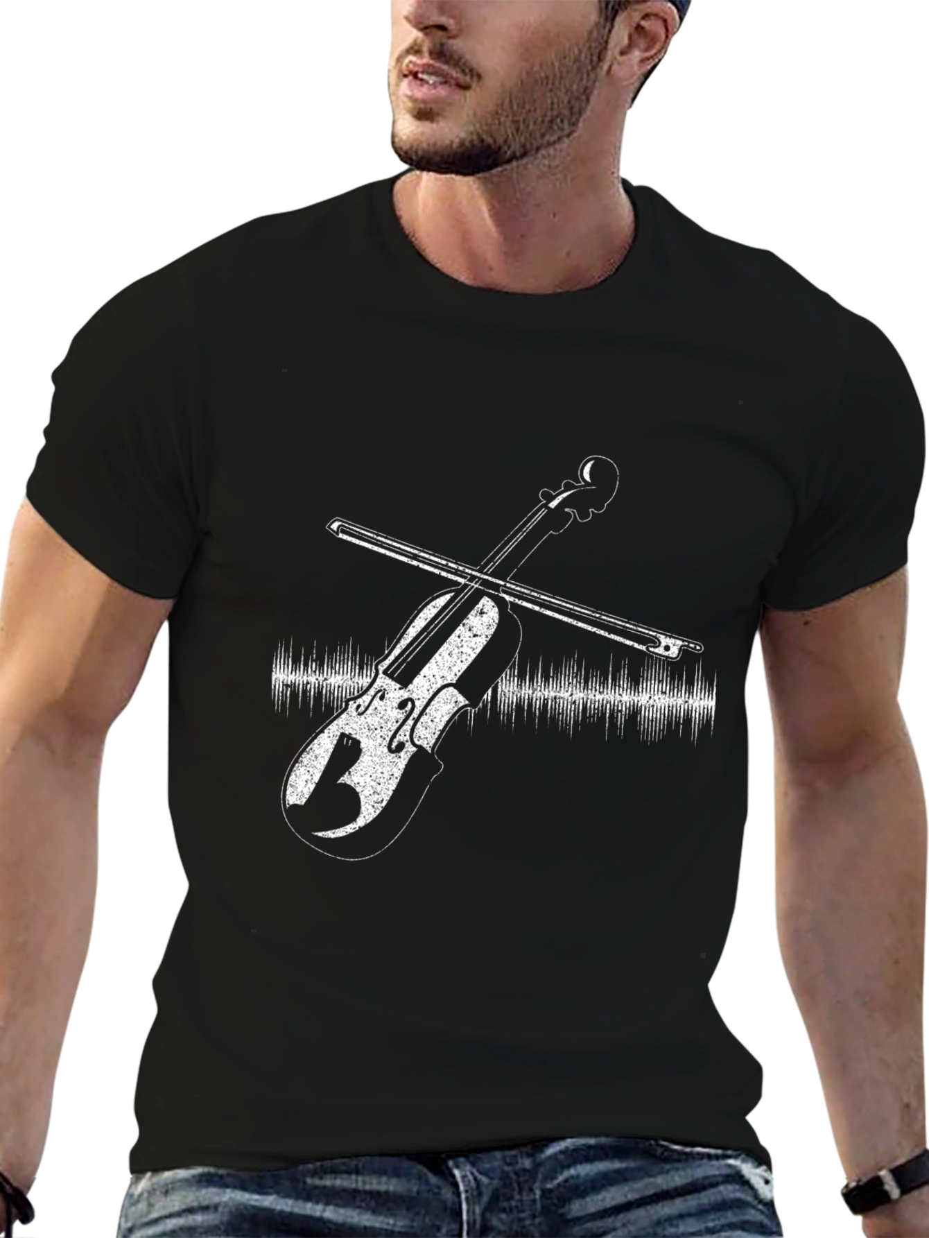 Violin Graphic Black T-Shirt - Music Lover Tee