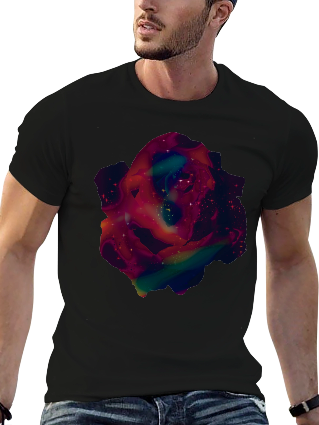 Galaxy Rose Graphic Tee - Mens Black T-Shirt