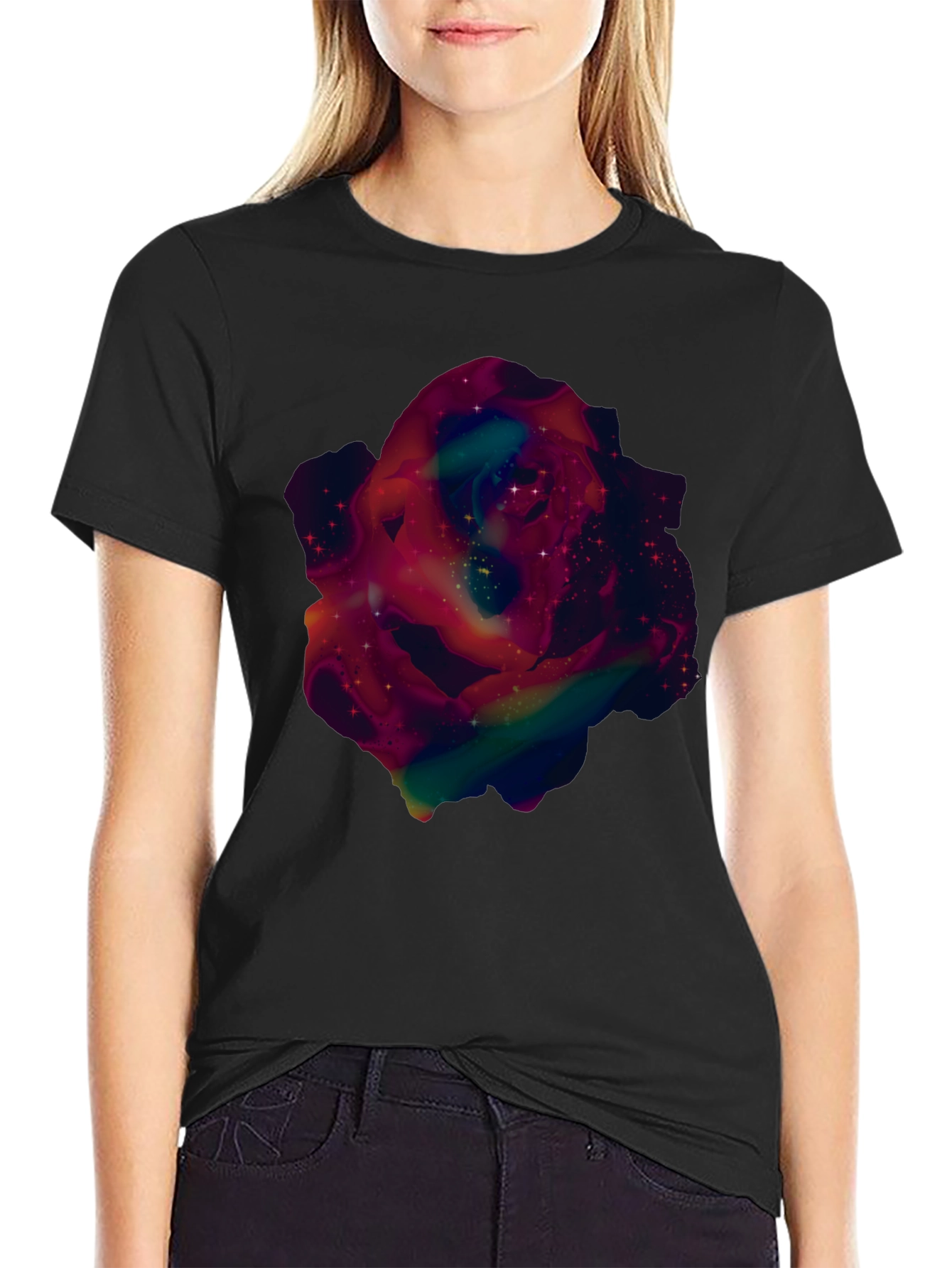 Galaxy Rose Graphic Tee - Mens Black T-Shirt