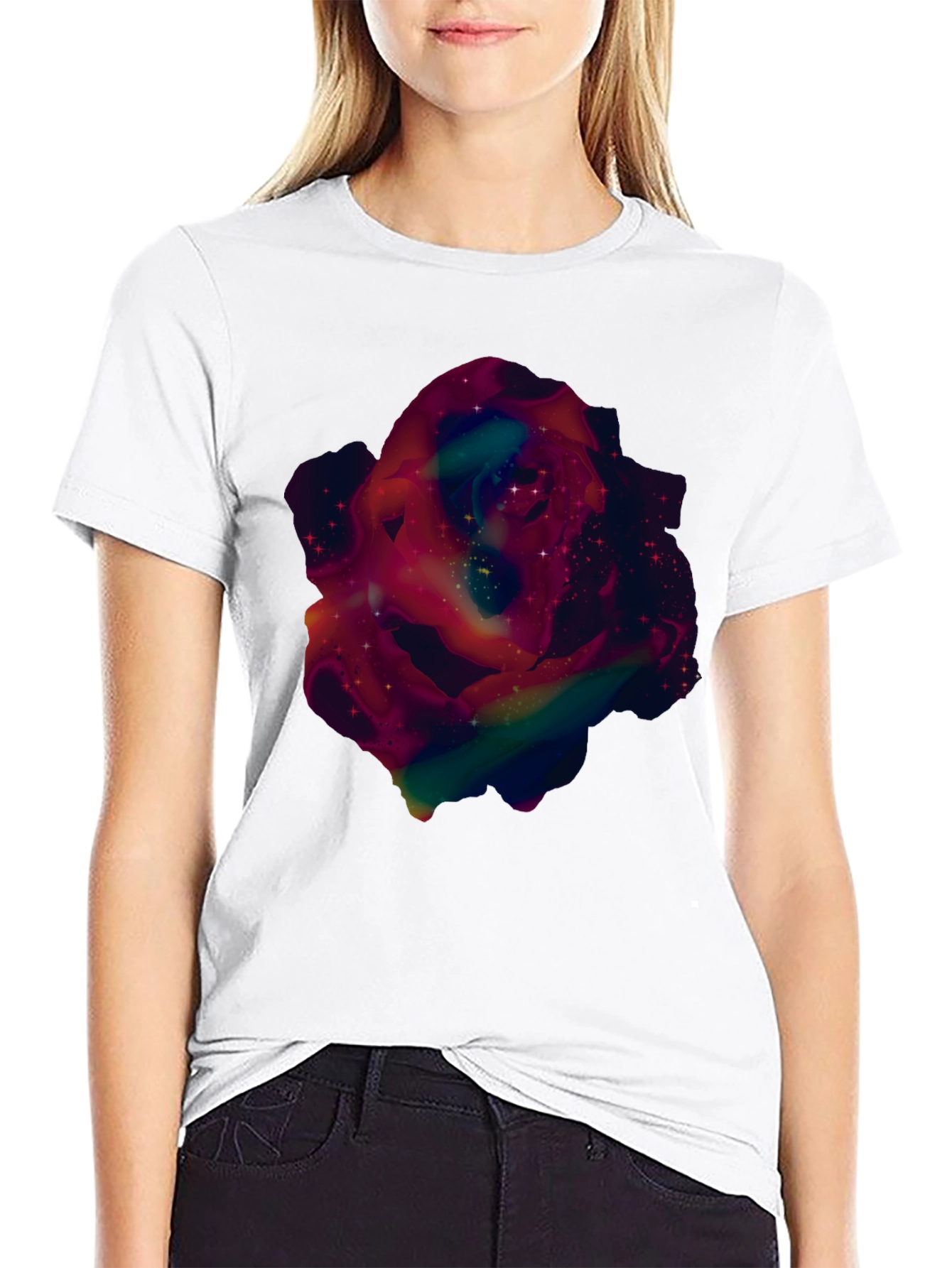 Galaxy Rose Graphic Tee - Mens Black T-Shirt