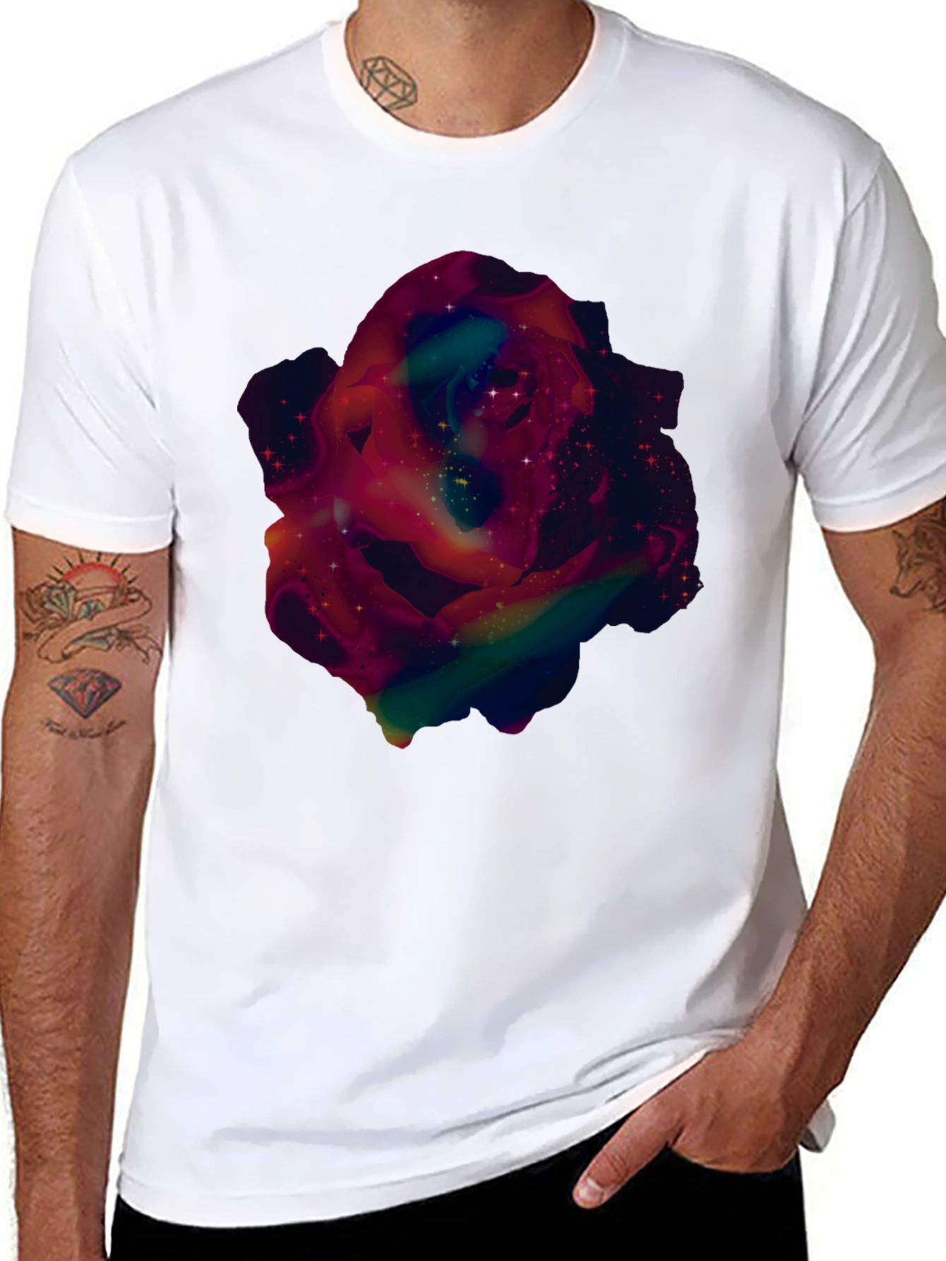 Galaxy Rose Graphic Tee - Mens Black T-Shirt