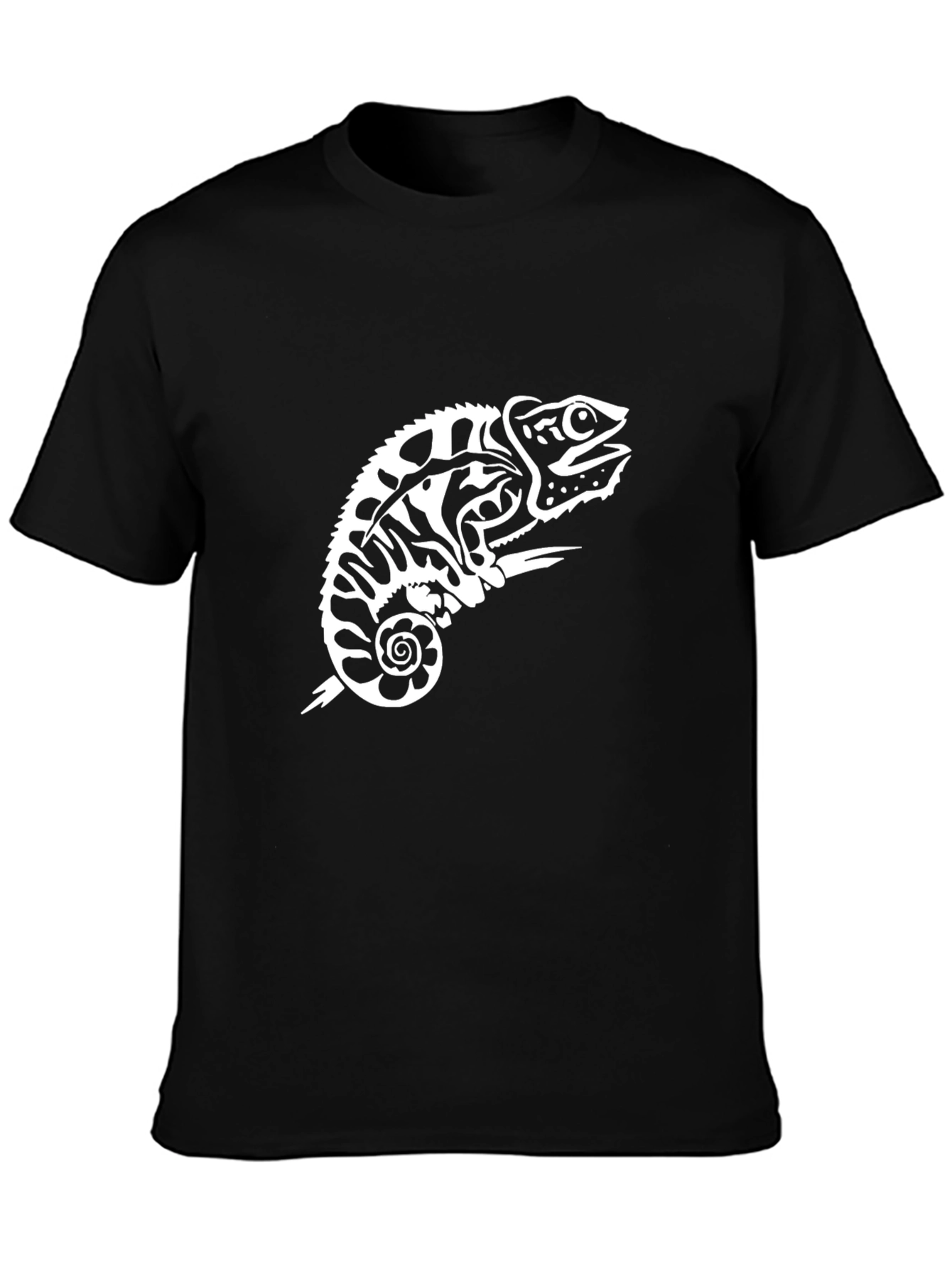 Black Chameleon Graphic Tee - Unique Reptile Design