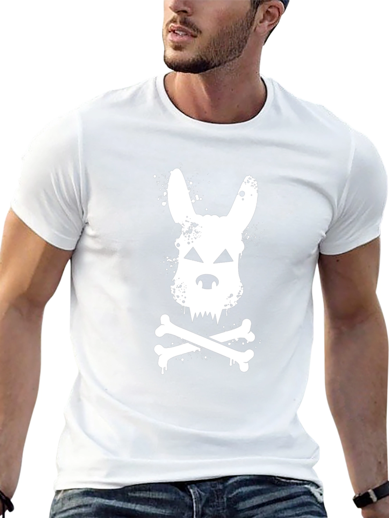 Skull Bunny T-Shirt - Mens Black Cotton Tee