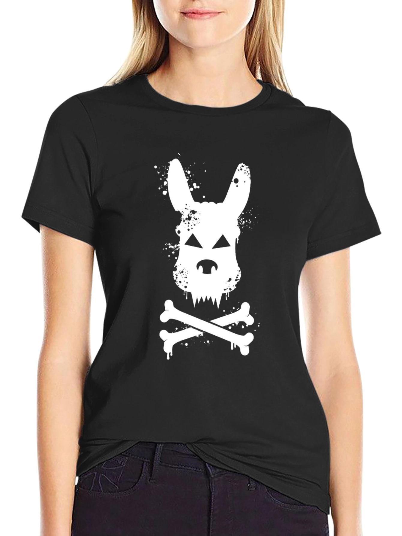 Skull Bunny T-Shirt - Mens Black Cotton Tee