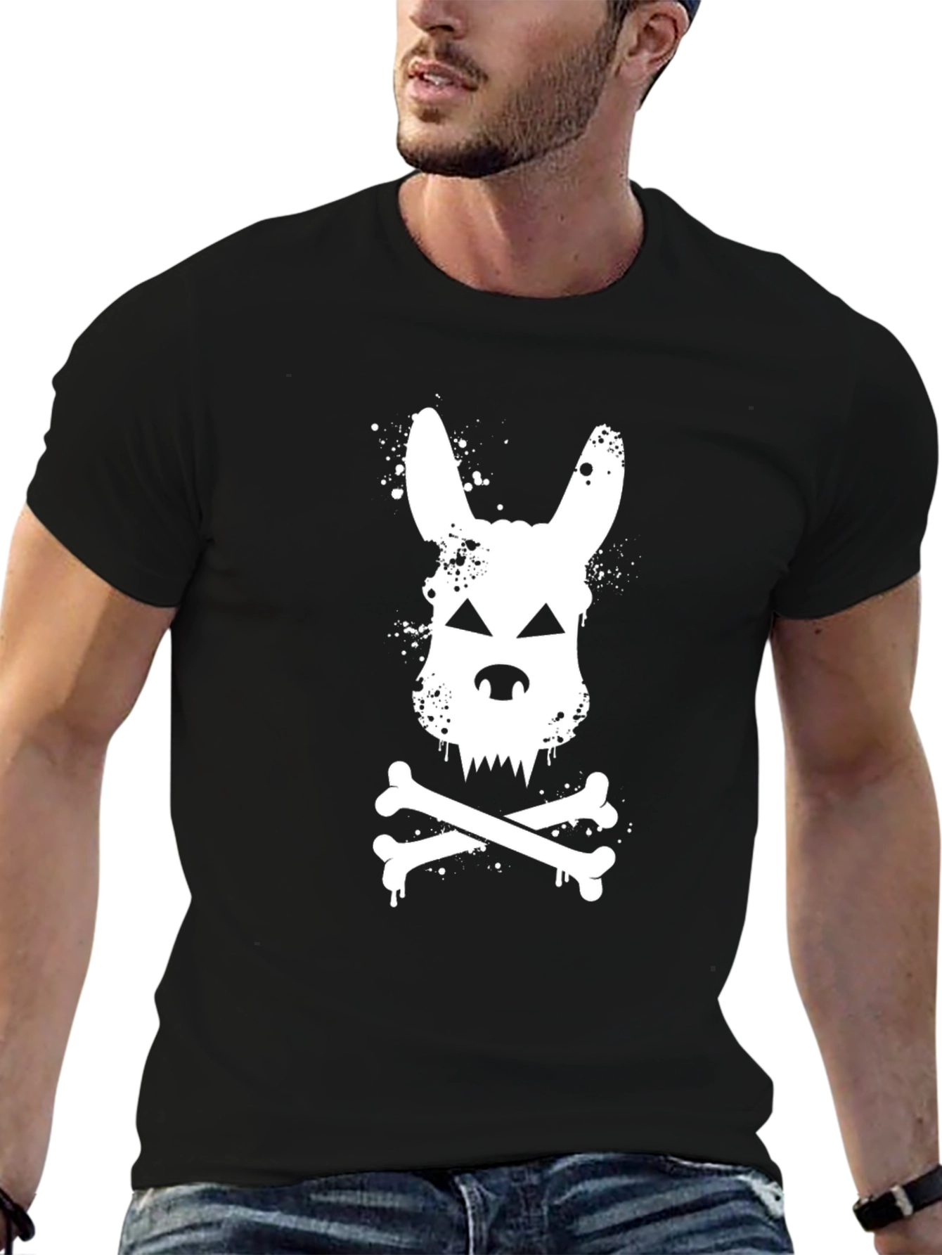 Skull Bunny T-Shirt - Mens Black Cotton Tee