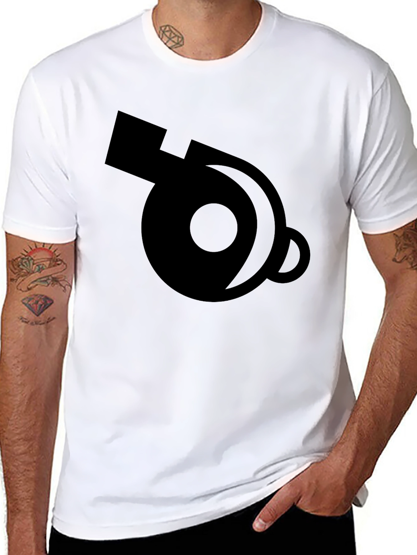 Referee Whistle Graphic T-Shirt - Black