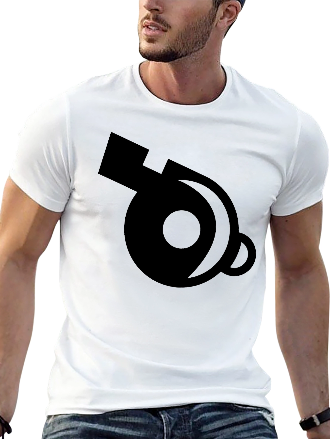 Referee Whistle Graphic T-Shirt - Black