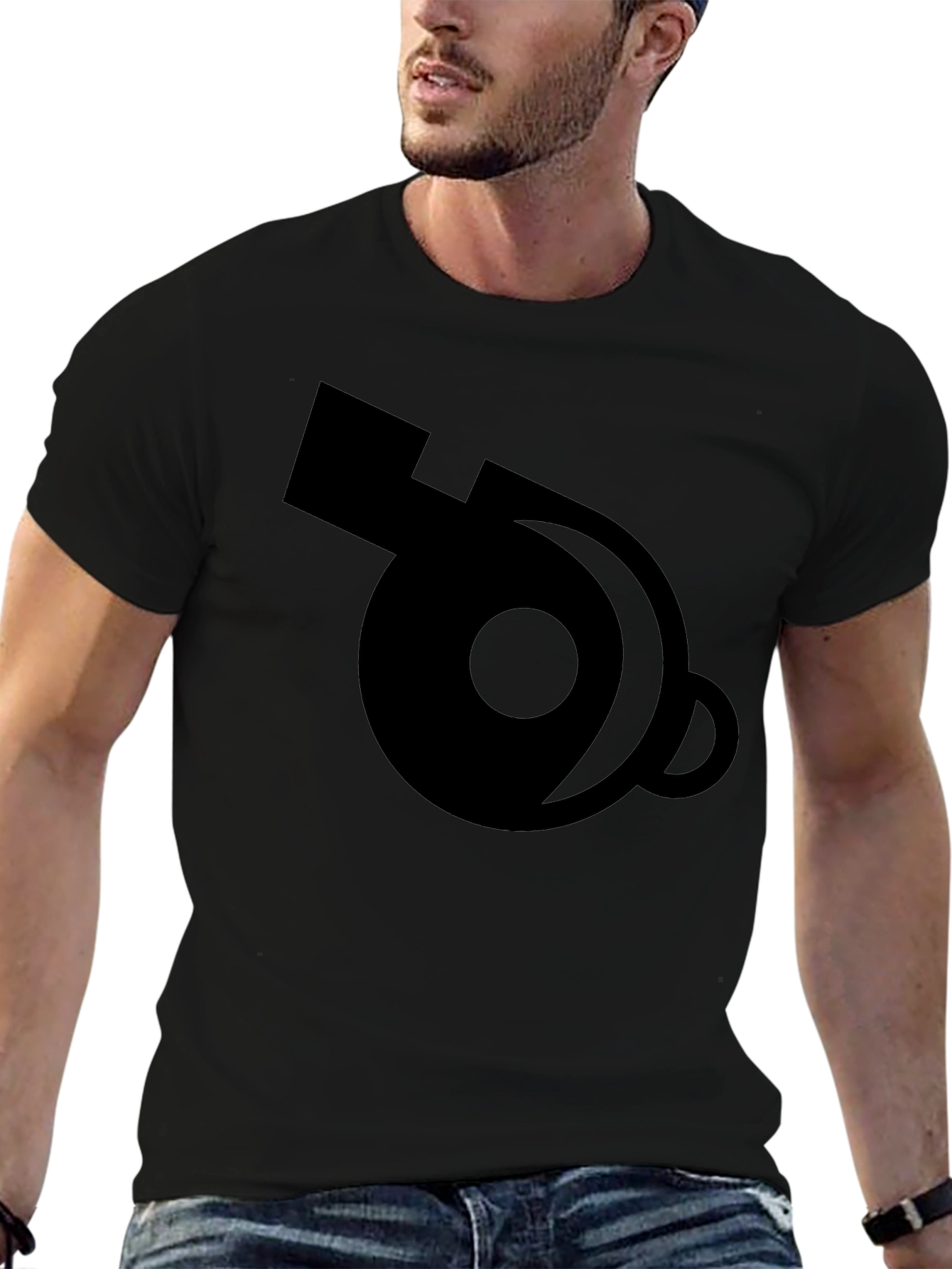 Referee Whistle Graphic T-Shirt - Black