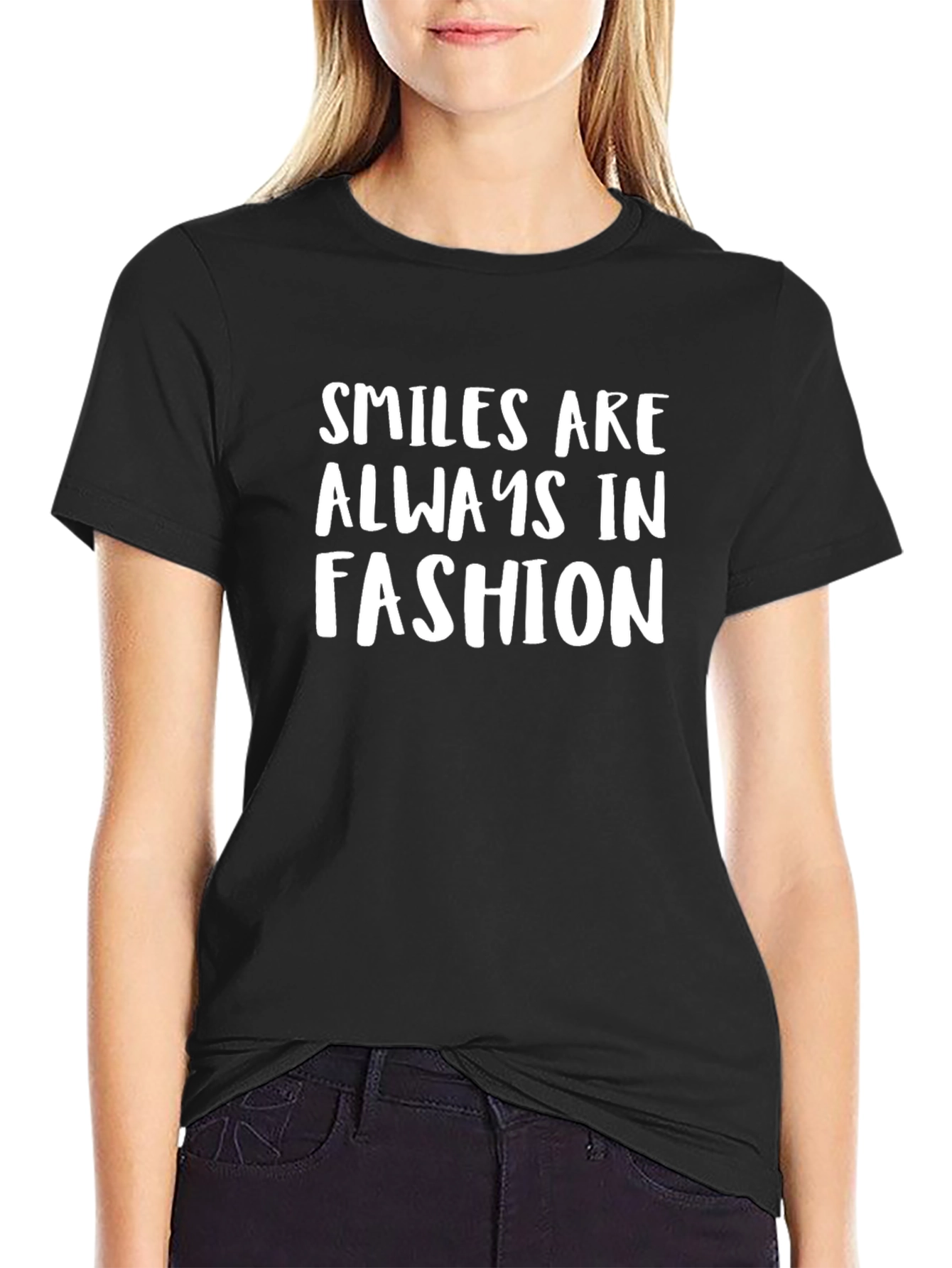 Smiles Are Always In Fashion Black Graphic Tee