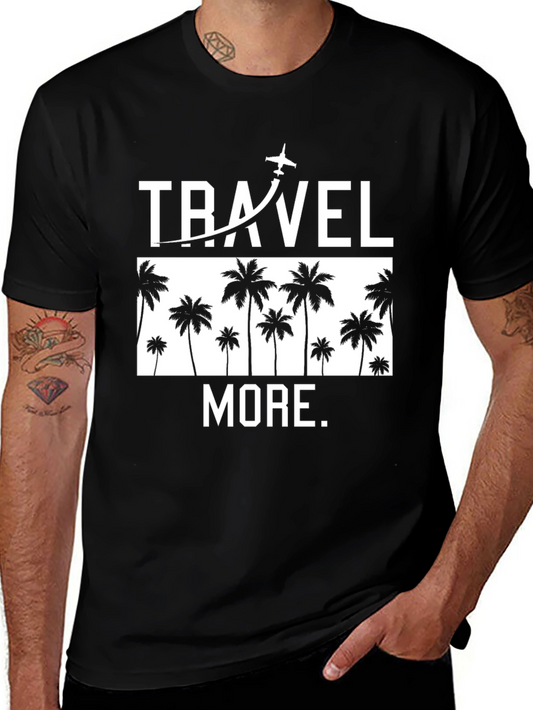 Travel More Graphic Tee - Black Crew Neck T-Shirt