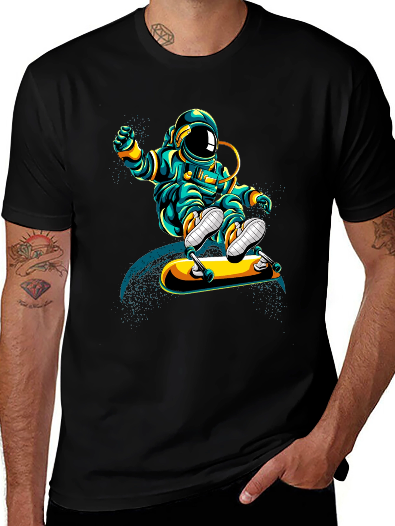 Astronaut Skateboarder Graphic T-Shirt