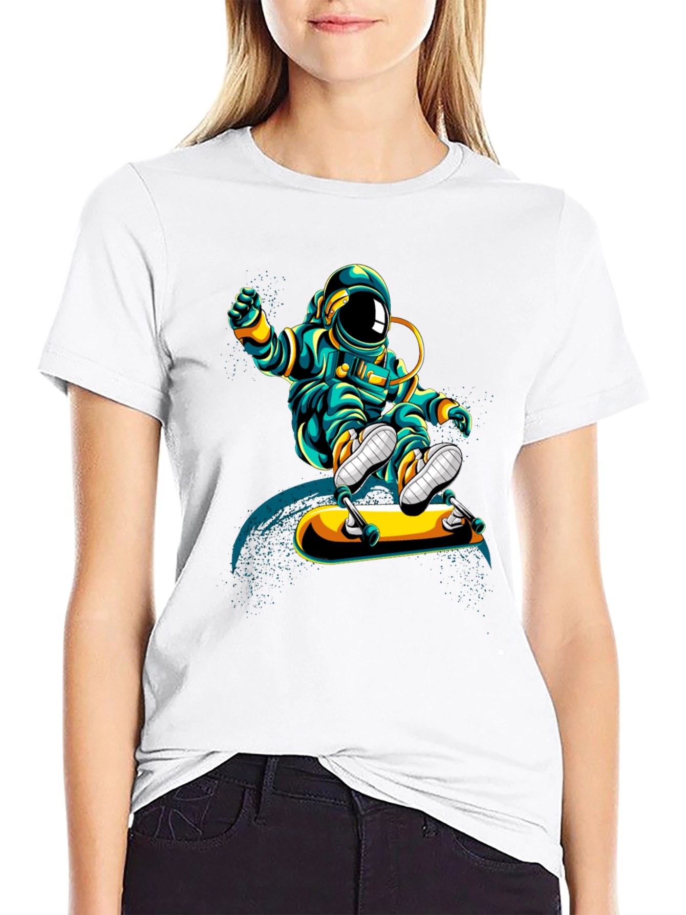 Astronaut Skateboarder Graphic T-Shirt