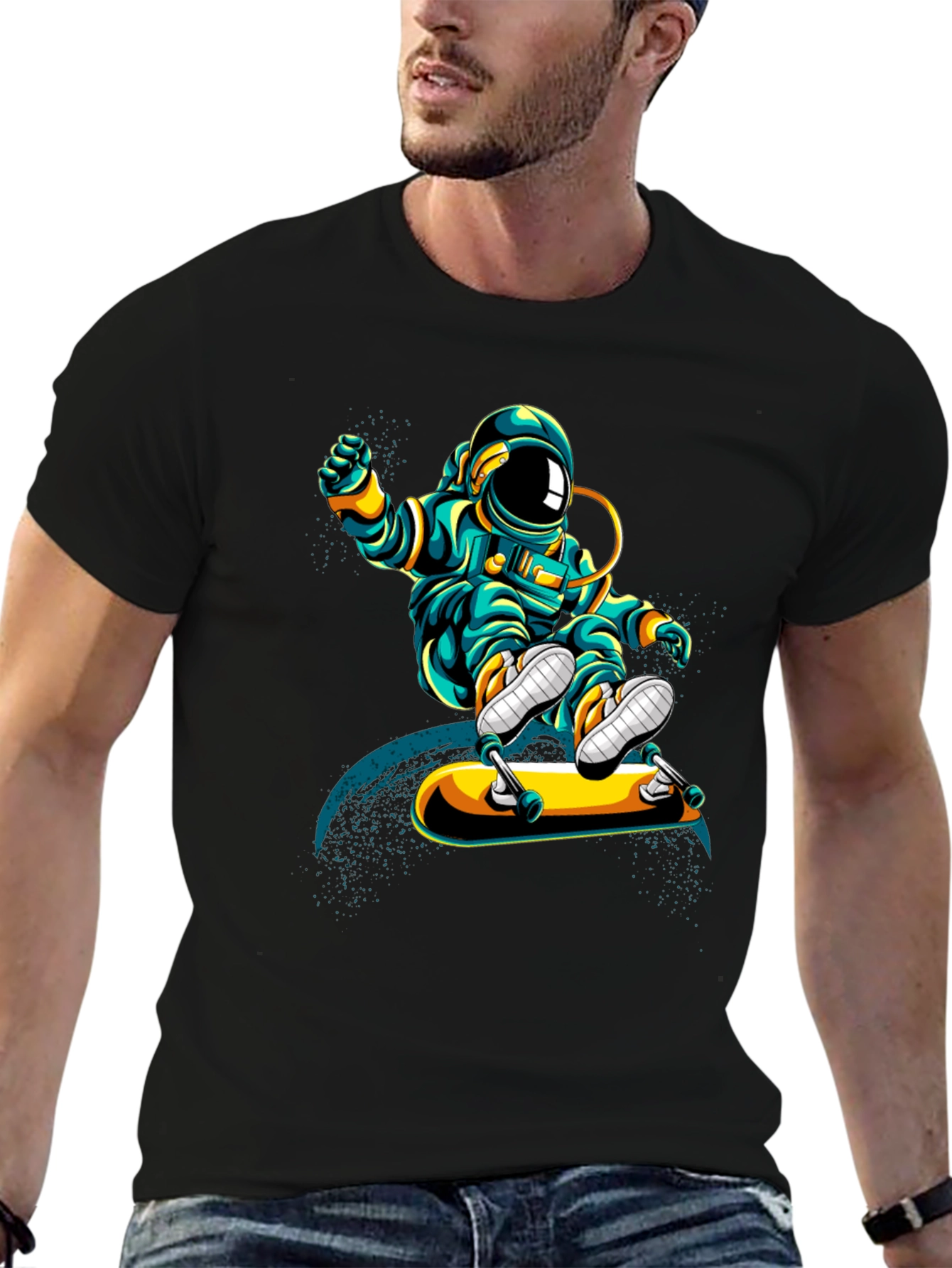 Astronaut Skateboarder Graphic T-Shirt