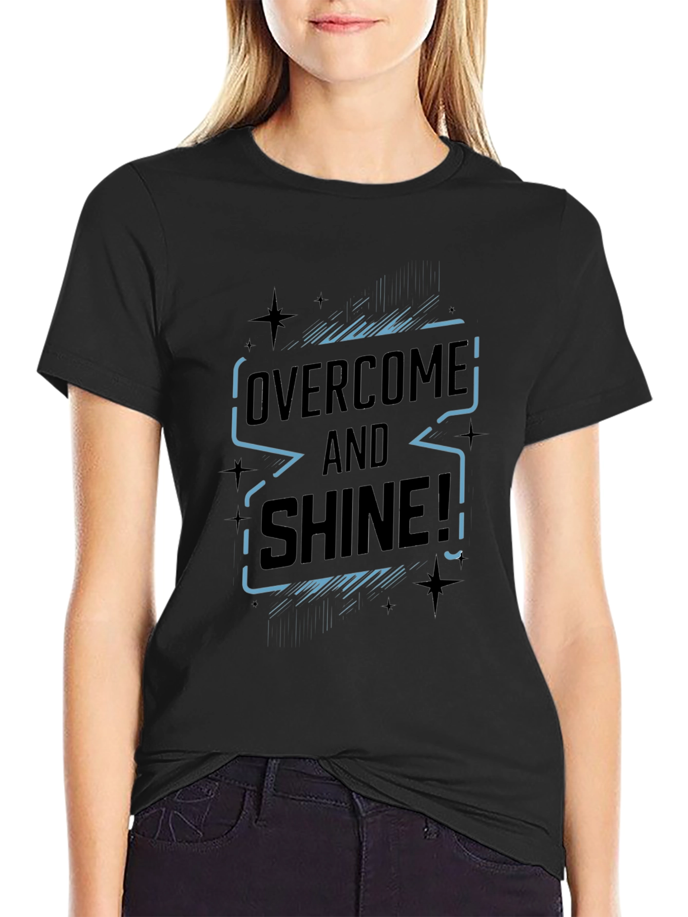 Overcome and Shine Black Graphic T-Shirt